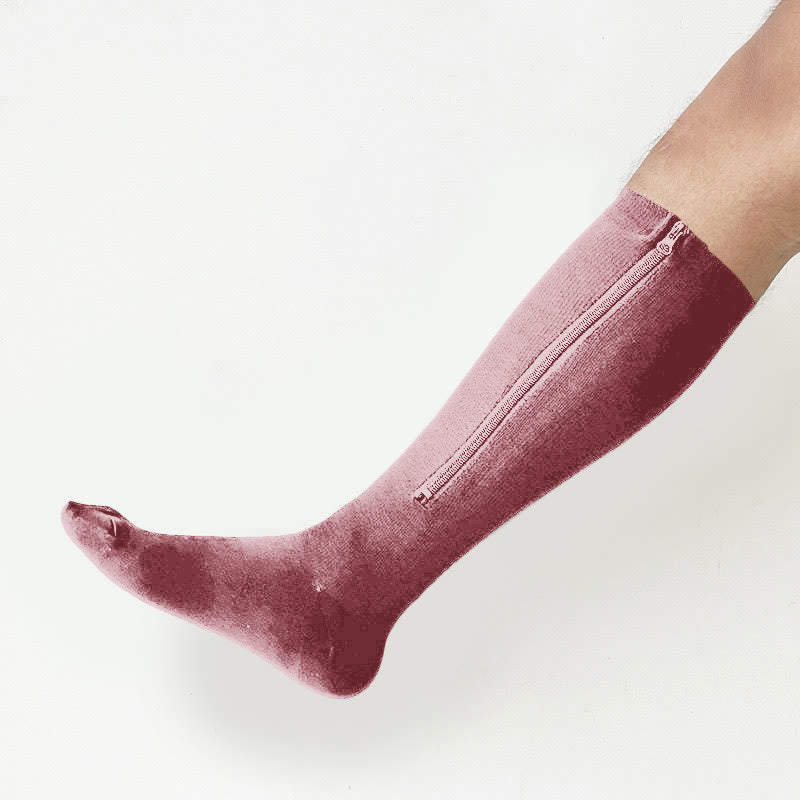 Plus Size Solid Color Zipper Compression Socks 2XL-7XL(3 Pairs) - image 1
