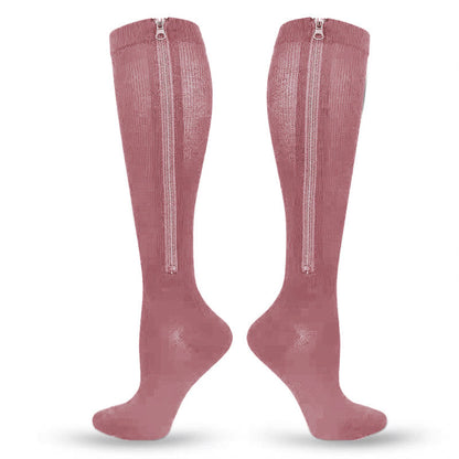 Plus Size Solid Color Zipper Compression Socks 2XL-7XL(3 Pairs) - image 3