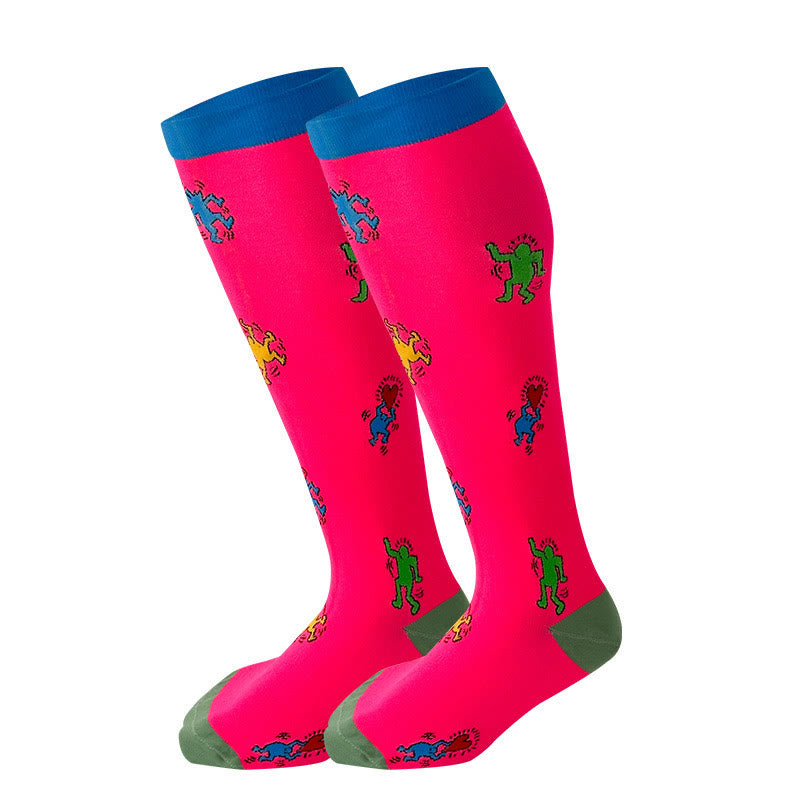 Plusock Plus Size Funny Pattern Compression Socks 2XL-7XL - Rose - 7XL - image 3