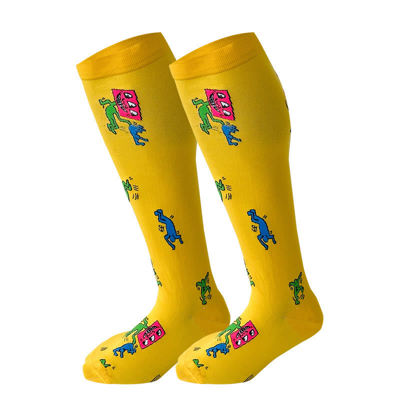 Plusock Plus Size Funny Pattern Compression Socks 2XL-7XL - Yellow - 7XL - image 4