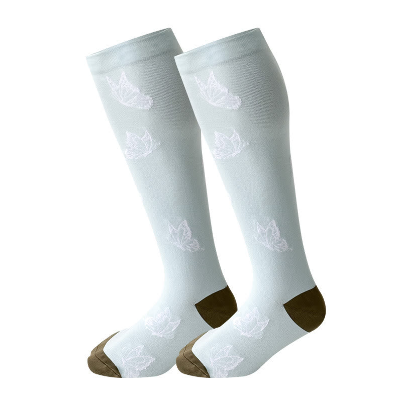 Plus Size Penguin Fox Compression Socks 2XL-7XL(3 Pairs) - Butterfly - 7XL - image 2