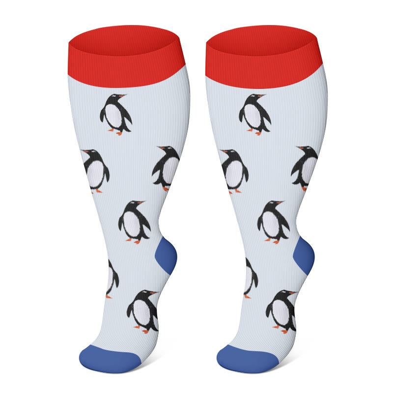 Plus Size Penguin Fox Compression Socks 2XL-7XL(3 Pairs) - image 6