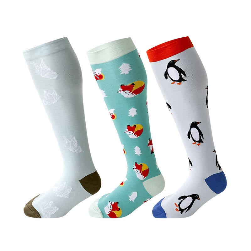 2XL-7XL Plus Size Penguin Fox Compression Socks - image 2