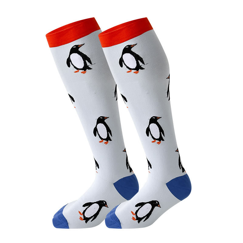 Plus Size Penguin Fox Compression Socks 2XL-7XL(3 Pairs) - Penguin - 7XL - image 4