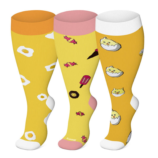 Plus Size Yellow Series Compression Socks 2XL-7XL(3 Pairs) - Multicolor - 7XL - image 0
