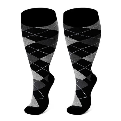 Plus Size Rhombus Compression Socks 2XL-7XL(3 Pairs) - image 7