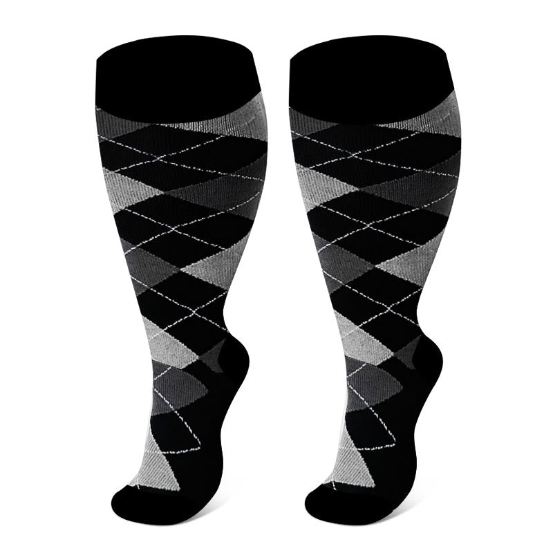 Plus Size Rhombus Compression Socks 2XL-7XL(3 Pairs) - image 5