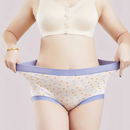 Plus Size Elegant Flowers Panty(4 Packs)