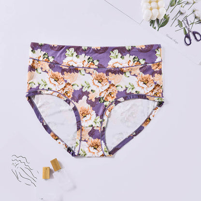 Soft Flowers Panty(4 Packs) - Light Purple - 4XL - image 11