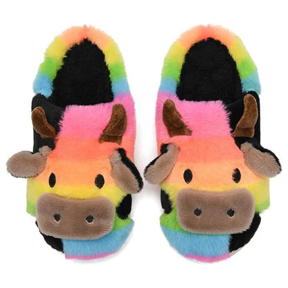 Plus Size Dairy Cow Slippers - Rainbow - EU50-51(US15-16) - image 1