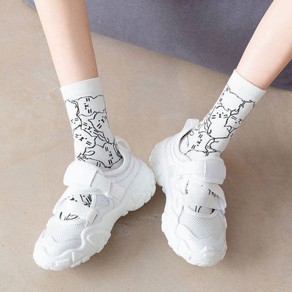Line Cat Quarter Socks(5 Pairs) - image 5