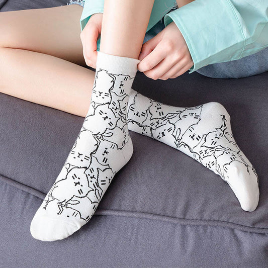 Line Cat Quarter Socks(5 Pairs) - image 0