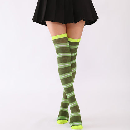 Wide Stripes Thigh High Socks(6 Pairs) - image 2