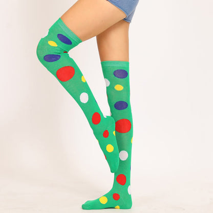 Colorful Dots Thigh High Socks(5 Pairs)