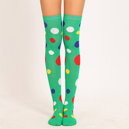 Colorful Dots Thigh High Socks(5 Pairs)