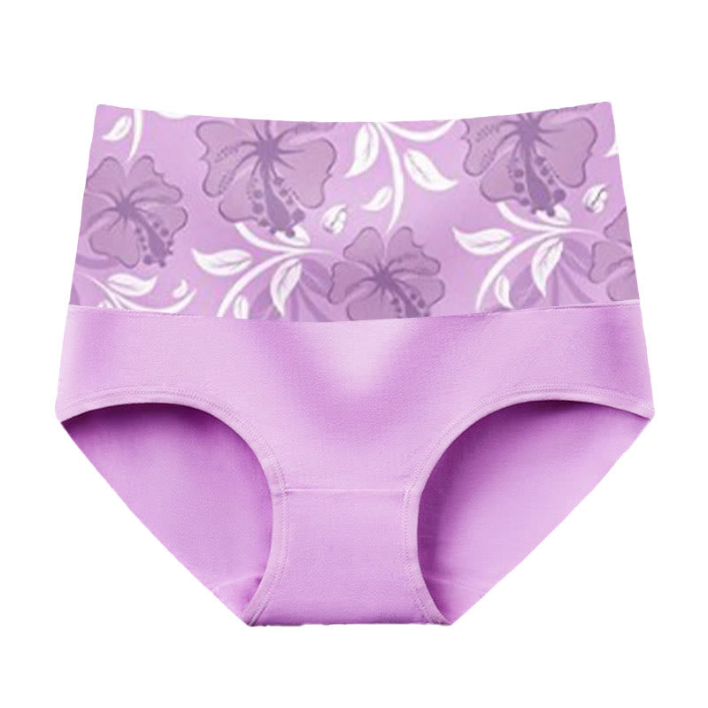 Pure Color Flowers Panty(3 Packs) - Light Purple - 5XL - image 5