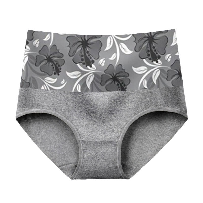 Pure Color Flowers Panty(3 Packs) - Grey - 5XL - image 4