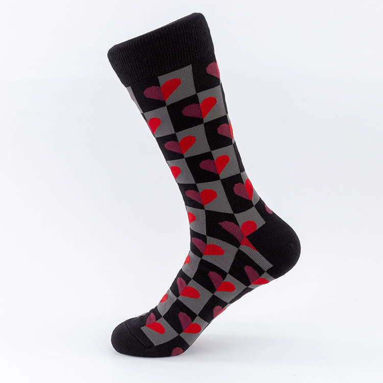 Plus Size Plaid Heart Crew Socks(5 Pairs) - image 3
