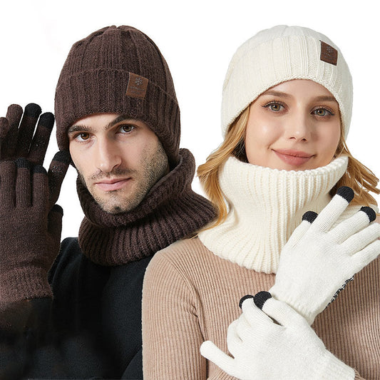 Fashionable Warm Gloves Beanie Scarf 3 In 1 Set