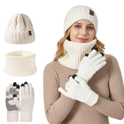 Fashionable Warm Gloves Beanie Scarf 3 In 1 Set
