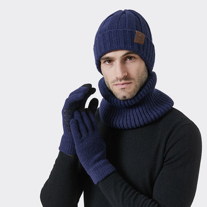 Fashionable Warm Gloves Beanie Scarf 3 In 1 Set