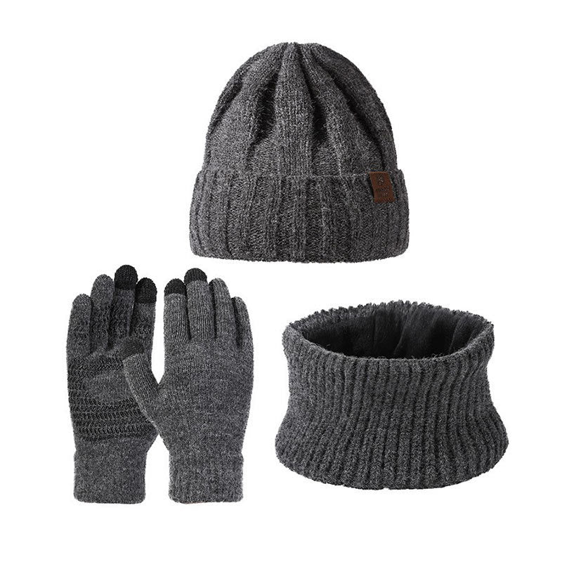 Fashionable Warm Gloves Beanie Scarf 3 In 1 Set
