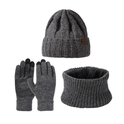Fashionable Warm Gloves Beanie Scarf 3 In 1 Set