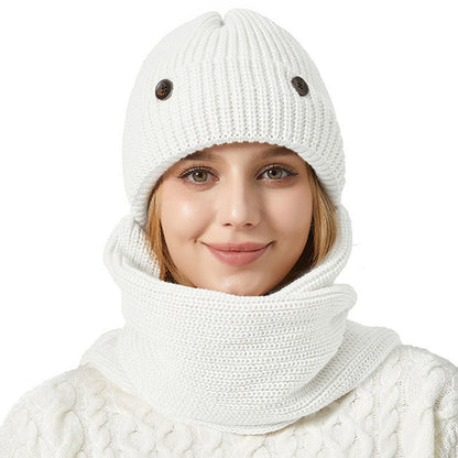  Ear Protection Beanie Scarf 2 In 1 Set - White - One Size - image 4
