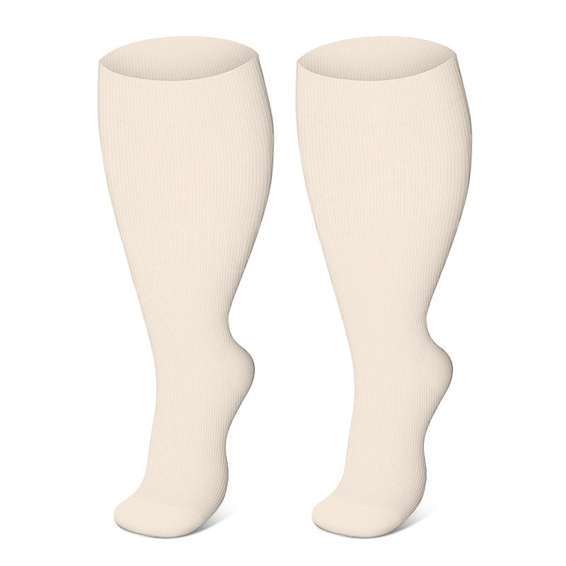 Plusock Plus Size Solid Color Compression Socks - Beige - 4XL - image 10