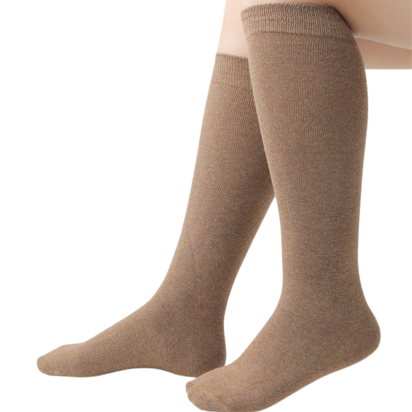 Skin Friendly Knee High Socks(2 Pairs) - Khaki - Fits 88lbs-220lbs - image 7
