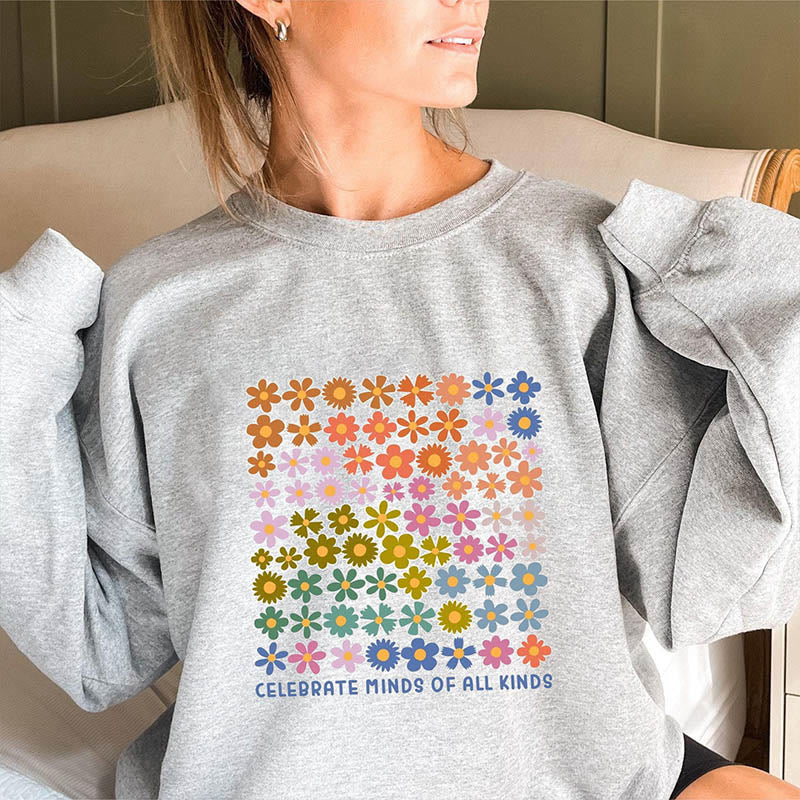 Plus Size Cute Flowers Sweatshirt - Grey - 3XL - image 1