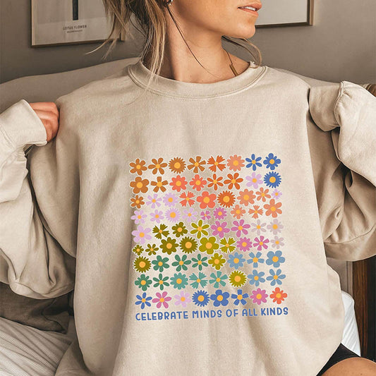 Plus Size Cute Flowers Sweatshirt - Khaki - 3XL - image 0