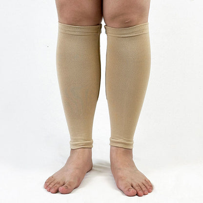 Plus Size Wide Calf Zipper Compression Socks 2XL-7XL(2 Pairs) - Nude - 7XL - image 2