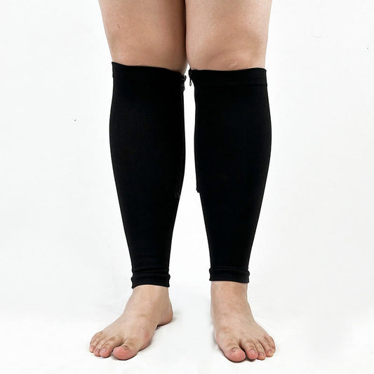 Plus Size Wide Calf Zipper Compression Socks 2XL-7XL(2 Pairs) - Black - 7XL - image 0