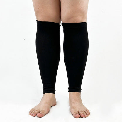 Plus Size Wide Calf Zipper Compression Socks 2XL-7XL(2 Pairs) - Black - 7XL - image 0