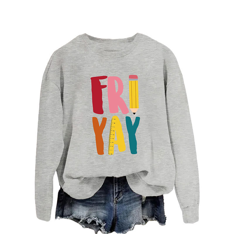 Plus Size Friday Pencil Print Sweatshirt