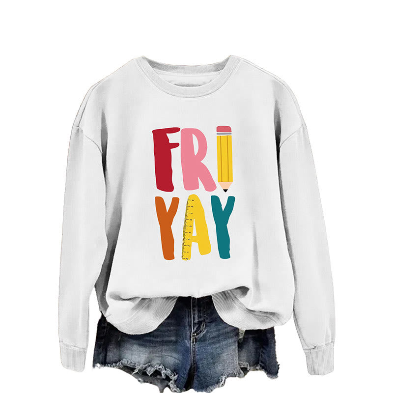 Plus Size Friday Pencil Print Sweatshirt