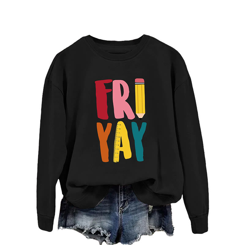 Plus Size Friday Pencil Print Sweatshirt