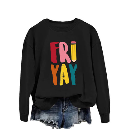 Plus Size Friday Pencil Print Sweatshirt