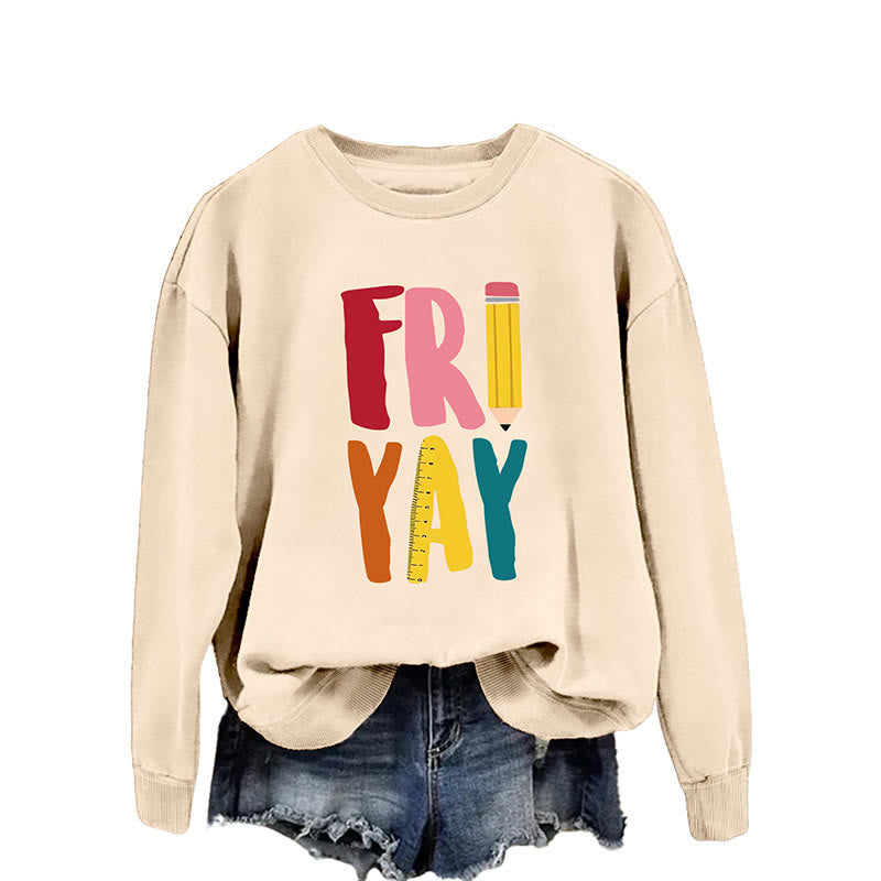 Plus Size Friday Pencil Print Sweatshirt - Apricot - 2XL - image 1