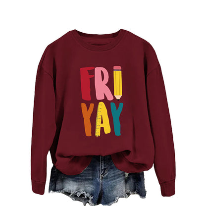 Plus Size Friday Pencil Print Sweatshirt - Wine - 2XL - image 9