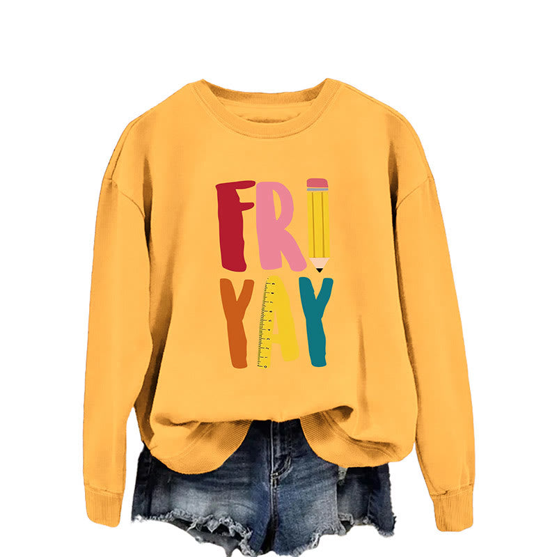 Plus Size Friday Pencil Print Sweatshirt