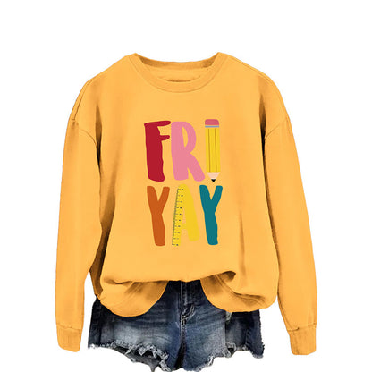 Plus Size Friday Pencil Print Sweatshirt