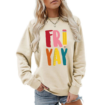 Plus Size Friday Pencil Print Sweatshirt