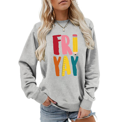 Plus Size Friday Pencil Print Sweatshirt