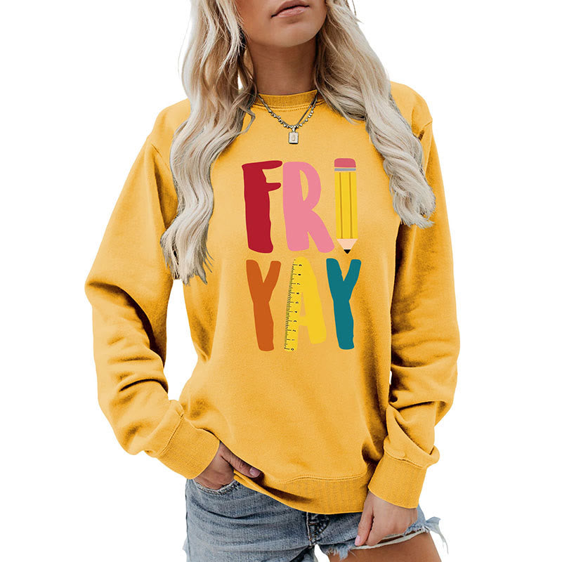 Plus Size Friday Pencil Print Sweatshirt