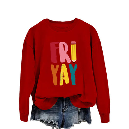 Plus Size Friday Pencil Print Sweatshirt