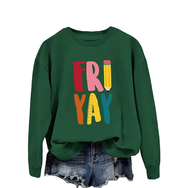 Plus Size Friday Pencil Print Sweatshirt