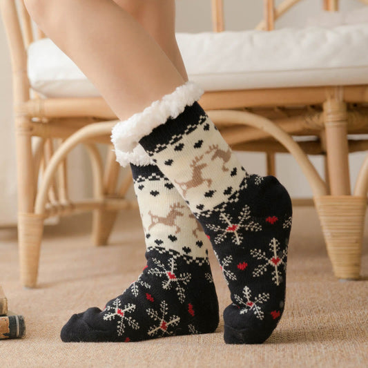 Plus Size Bell Elk Slipper Socks(2 Pairs) - Black - EU36-42(US3-8.5) - image 1