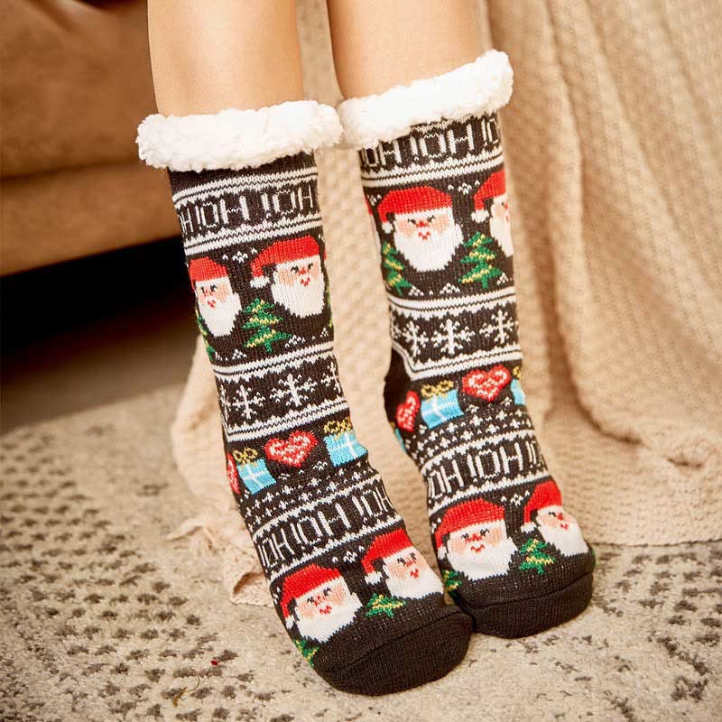 Plus Size Christmas Tree Gifts Slipper Socks(2 Pairs) - Black - EU36-42(US3-8.5) - image 0
